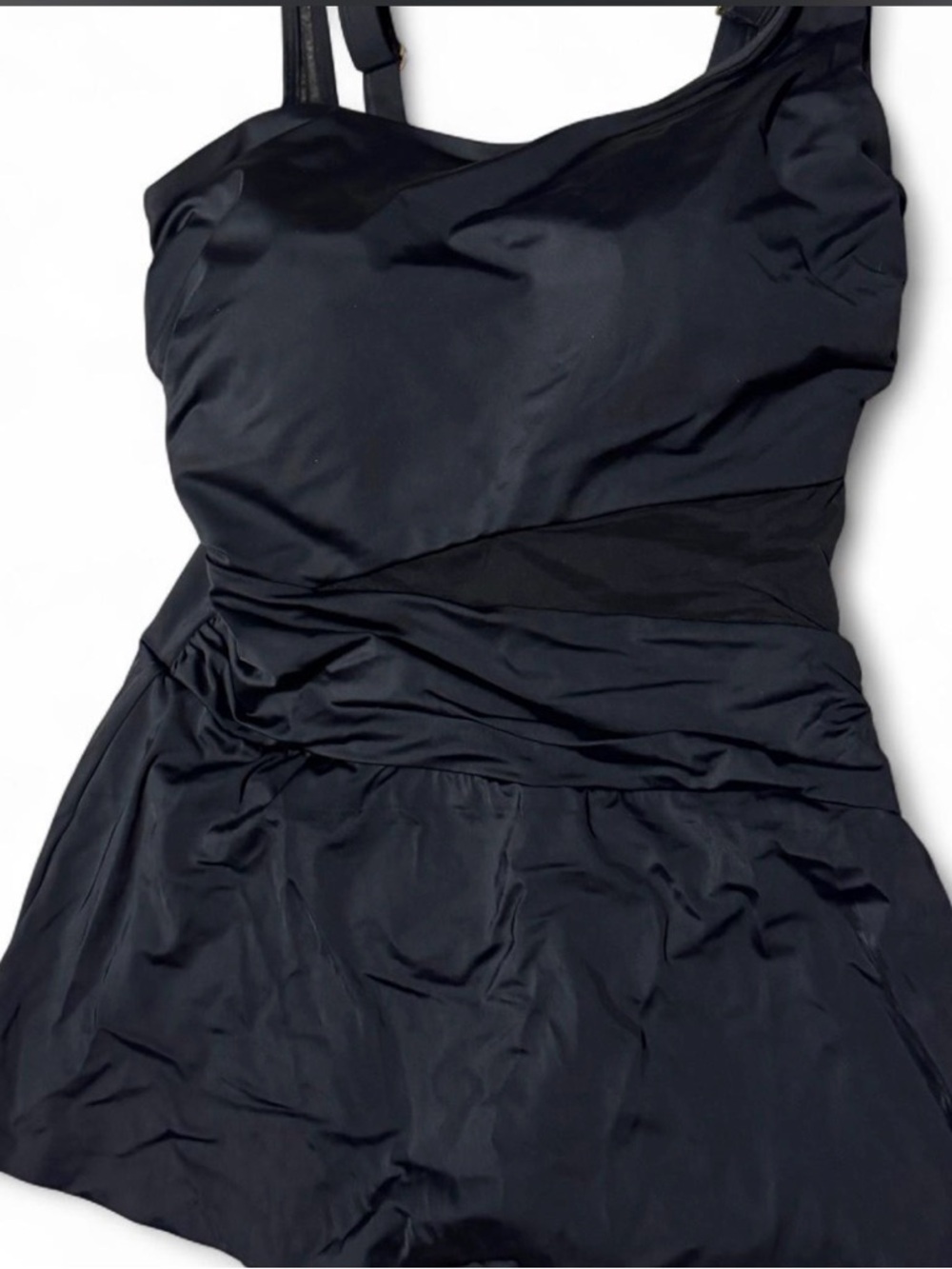 Swimsuits For All Black Ruched Swimdress with underwire support